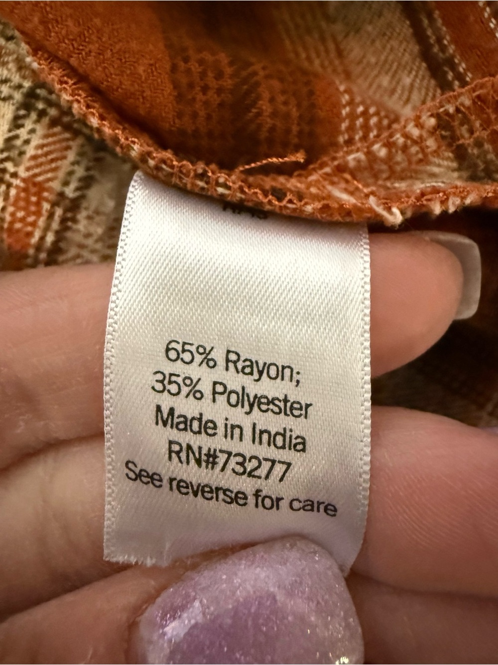 SO Orange / Brown  Plaid Button-Down High Low Shirt Size M - Picture 8 of 9